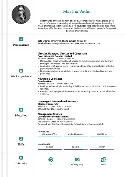 Resume example 2